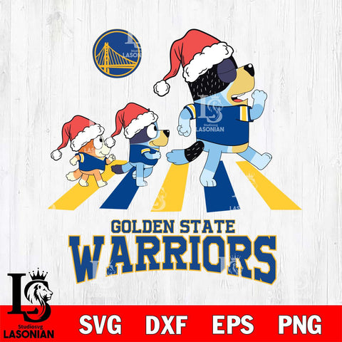 Golden State Warriors Christmas Family Bluey Walking Svg , Christmas Svg , Bluey svg , Digital Download, dxf eps png pdf file