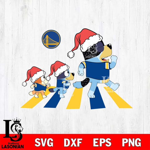 Golden State Warriors Family Bluey Walking Christmas Svg Eps Dxf Png File, Digital Download, Instant Download