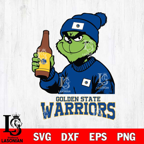 Golden State Warriors Grinch Drinking Beer Christmas Cut Files Cricut, Svg Dxf Eps Png file , Silhouette