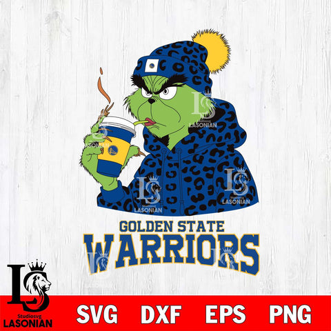 Golden State Warriors Grinch Leopard Christmas Cut Files Cricut, Svg Dxf Eps Png file , Silhouette