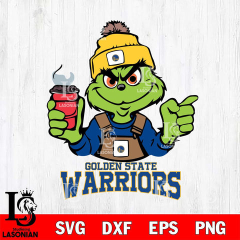 Golden State Warriors Grinch with coffee Svg Eps Dxf Png File, Digital Download, Instant Download