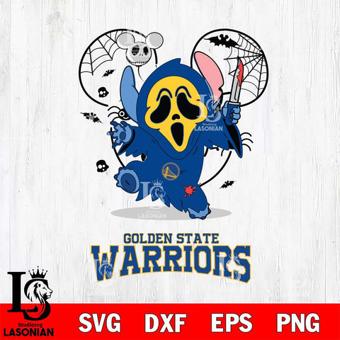 Golden State Warriors Stitch Ghost Face Halloween 2 Svg Eps Dxf Png File, Digital Download, Instant Download