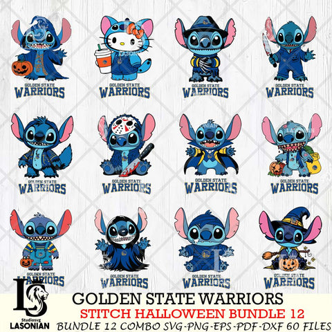 Golden State Warriors Stitch Horror Bundle 12 SVG Svg Eps Dxf Png File, Bundle NBA svg, Digital Download, Instant Download