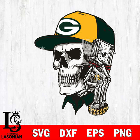 Green Bay Packers Badass Man Skull SVG