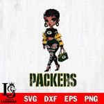 Green Bay Packers Beautiful Black Fan Girl Svg Eps Dxf Png File, Digital Download, Instant Download