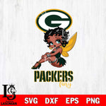 Green Bay Packers Beauty Black Fairy Betty Boop Svg Eps Dxf Png File, Digital Download, Instant Download