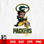 Green Bay Packers Beauty Black Fan Girl Football Svg Eps Dxf Png File, Digital Download, Instant Download