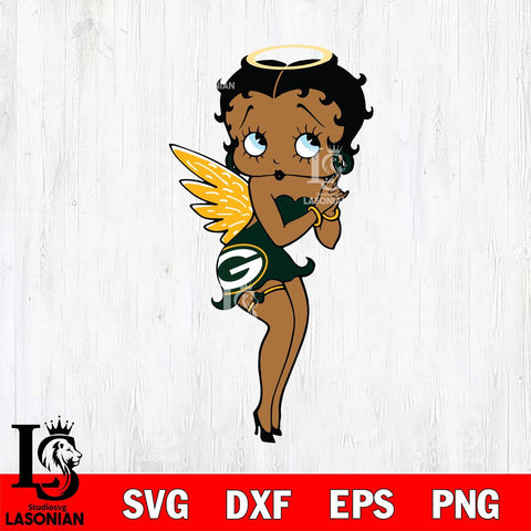 Green Bay Packers Betty Boop Angel SVG Svg Eps Dxf Png File, Digital Download, Instant Download