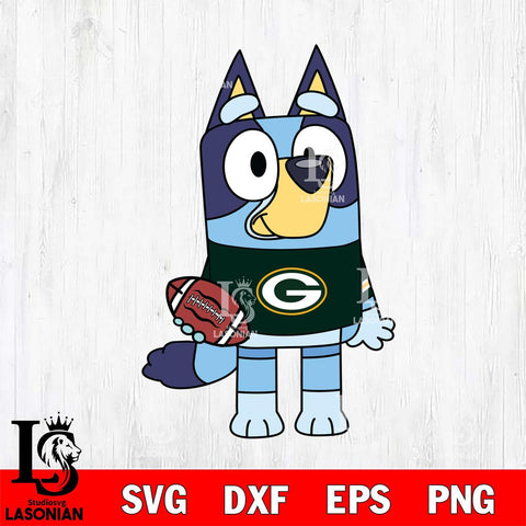 Green Bay Packers Bluey 2 NFL Svg Eps Dxf Png File, Digital Download, Instant Download