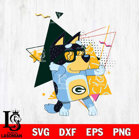 Green Bay Packers Bluey 4 NFL Svg Eps Dxf Png File, Digital Download, Instant Download