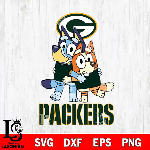 Green Bay Packers Bluey & Bingo 3 Svg Eps Dxf Png File, NFL svg, Digital Download, Instant Download