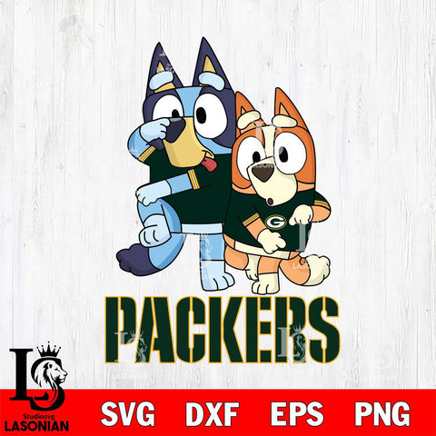 Green Bay Packers Bluey & Bingo Svg Eps Dxf Png File, NFL svg, Digital Download, Instant Download