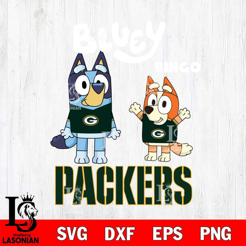 Green Bay Packers Bluey & Bingo 4 Svg Eps Dxf Png File, NFL svg, Digital Download, Instant Download