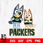 Green Bay Packers Bluey & Bingo 6 Svg Eps Dxf Png File, NFL svg, Digital Download, Instant Download