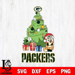 Green Bay Packers Bluey Chilli Christmas Tree Svg Eps Dxf Png File, Digital Download