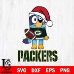 Green Bay Packers Bluey Christmas Svg Eps Dxf Png File, Digital Download