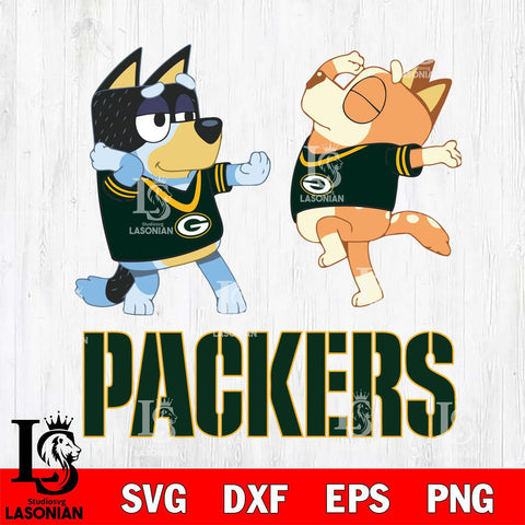 Green Bay Packers Bluey Dance Svg Eps Dxf Png File, Digital Download, Instant Download