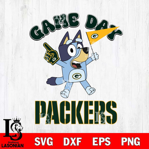 Green Bay Packers Bluey Game Day Svg Eps Dxf Png File, Digital Download, Instant Download