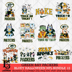 Green Bay Packers Bluey Halloween 12 SVG Svg Eps Dxf Png File, Digital Download, Instant Download