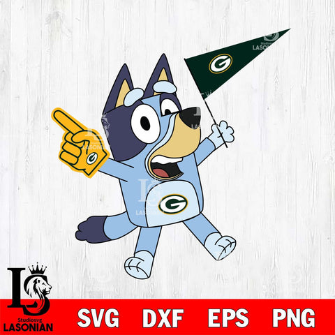 Green Bay Packers Bluey flag NFL Svg Eps Dxf Png File, Digital Download, Instant Download