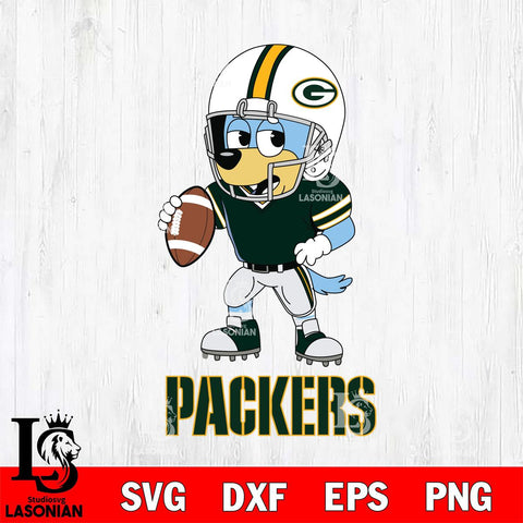 Green Bay Packers Bluey rugby Svg Eps Dxf Png File, Digital Download ,Instant Download, Cricut File