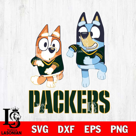 Green Bay Packers Bluey with Chilli Dance Svg Eps Dxf Png File, Digital Download, Instant Download