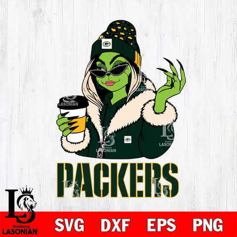 Green Bay Packers Boujee Grinch Girls Christmas Svg Eps Dxf Png File,Cricut svg files, Digital Download, Instant Download