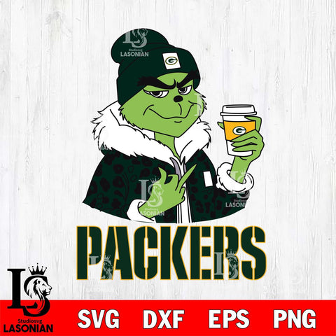 Green Bay Packers Boujee Grinch Leopard Christmas Svg Eps Dxf Png File,Cricut svg files, Digital Download, Instant Download