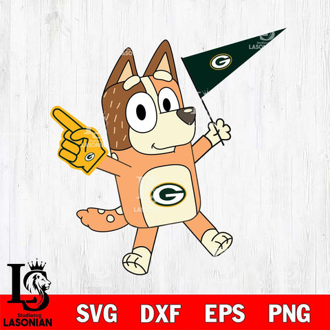 Green Bay Packers Chilli Heeler Bluey Flag Svg Eps Dxf Png File,NFL Cut Svg Files,Digital File,Sublimation