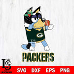 Green Bay Packers Christmas Bluey Bandit Heeler Svg Eps Dxf Png File,Cut Svg Files, Digital File, Sublimation