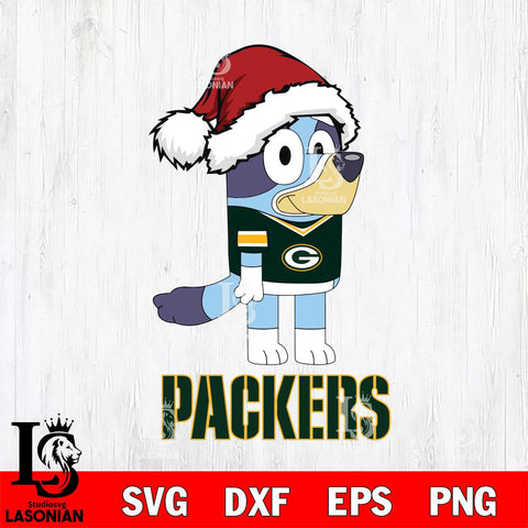 Green Bay Packers Christmas Bluey Hat Svg Eps Dxf Png File,Cut Svg Files, Digital File, Sublimation