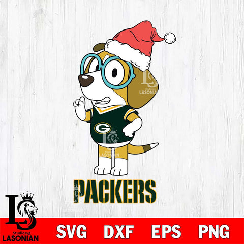 Green Bay Packers Christmas Bluey Honey Sport Svg Eps Dxf Png File,Cut Svg Files, Digital File, Sublimation