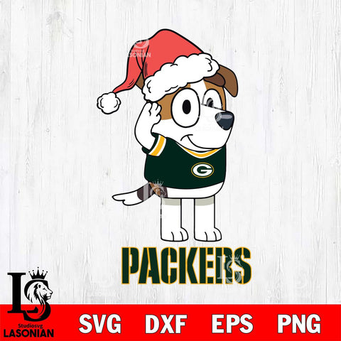 Green Bay Packers Christmas Bluey Jack Sport Svg Eps Dxf Png File,Cut Svg Files, Digital File, Sublimation