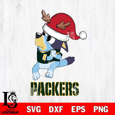 Green Bay Packers Christmas Bluey Santa Claus Svg Eps Dxf Png File,Cut Svg Files, Digital File, Sublimation