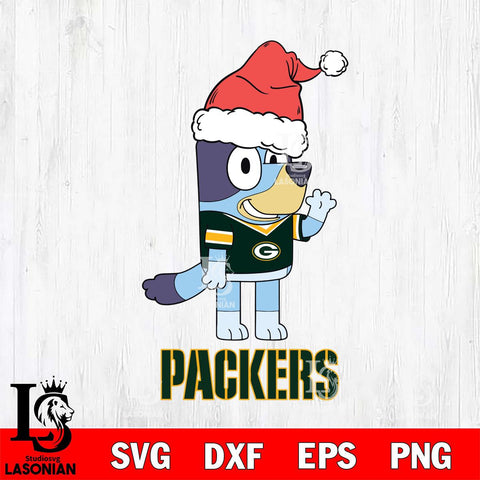 Green Bay Packers Christmas Bluey Say Hi Svg Eps Dxf Png File,Cut Svg Files, Digital File, Sublimation