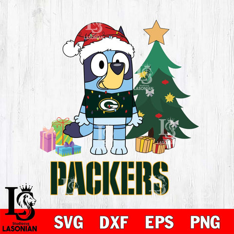 Green Bay Packers Christmas Bluey Tree Sport Svg Eps Dxf Png File,Cut Svg Files, Digital File, Sublimation