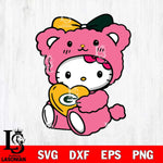 Green Bay Packers Cute Hello Kitty 3 Svg Eps Dxf Png File, Digital Download, Instant Download