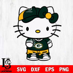 Green Bay Packers Cute Hello Kitty Football 2 Svg Eps Dxf Png File, NFL svg, Digital Download, Instant Download