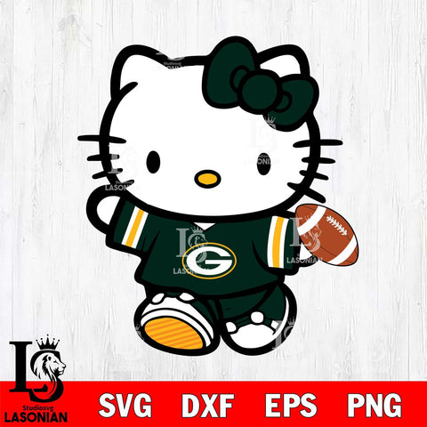 Green Bay Packers Cute Hello Kitty Football 7 Svg Eps Dxf Png File, NFL svg, Digital Download, Instant Download