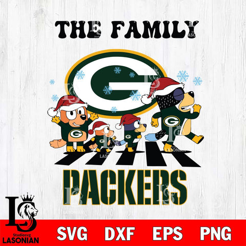 Green Bay Packers Family Bluey Christmas Svg Eps Dxf Png File, Digital Download