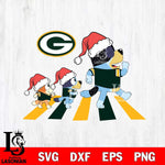 Green Bay Packers Family Bluey Walking Christmas Svg Eps Dxf Png File, Digital Download, Instant Download