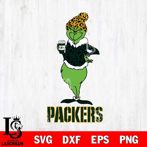 Green Bay Packers Grinch Leopard Coffee Svg Eps Dxf Png File, Digital Download, Instant Download