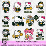 Green Bay Packers Hello Kitty Bundle 12 SVG Svg Eps Dxf Png File, Digital Download, Instant Download