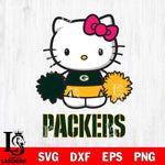 Green Bay Packers Hello Kitty Cheerleader 2 Svg Eps Dxf Png File, Digital Download, Instant Download