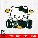 Green Bay Packers Hello Kitty Love Svg Eps Dxf Png File, Digital Download, Instant Download