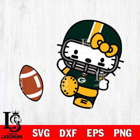 Green Bay Packers Hello Kitty sport 12 Svg Eps Dxf Png File, Digital Download, Instant Download