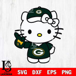 Green Bay Packers Hello Kitty sport 5 Svg Eps Dxf Png File, Digital Download, Instant Download