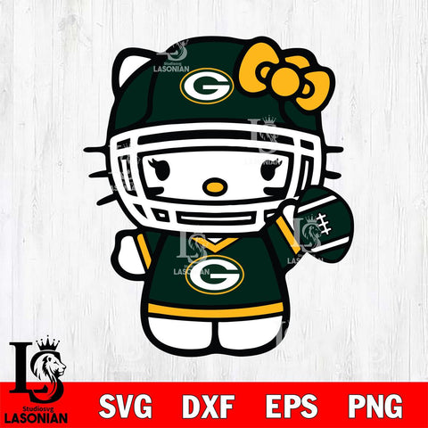 Green Bay Packers Hello Kitty sport 6 Svg Eps Dxf Png File, Digital Download, Instant Download