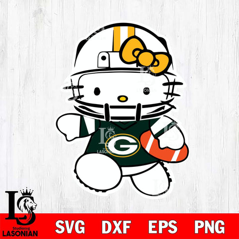 Green Bay Packers Hello Kitty sport 8 Svg Eps Dxf Png File, Digital Download, Instant Download