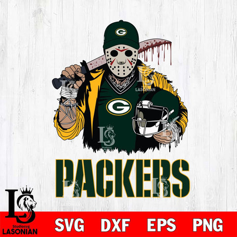 Green Bay Packers Jason Voorhees 2 Svg Eps Dxf Png File, Digital Download